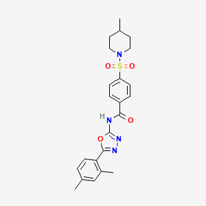 molecular formula C23H26N4O4S B2773943 N-(5-(2,4-dimethylphenyl)-1,3,4-oxadiazol-2-yl)-4-((4-methylpiperidin-1-yl)sulfonyl)benzamide CAS No. 891112-68-8
