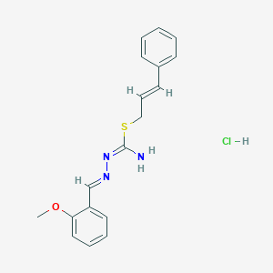 (E)-[(2-methoxyphenyl)methylidene][({[(2E)-3-phenylprop-2-en-1-yl]sulfanyl}methanimidoyl)amino]amine hydrochloride