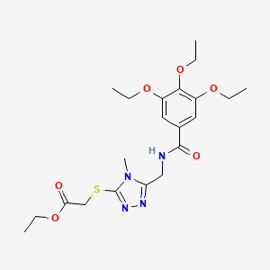 molecular formula C21H30N4O6S B2773998 ethyl 2-[(4-methyl-5-{[(3,4,5-triethoxyphenyl)formamido]methyl}-4H-1,2,4-triazol-3-yl)sulfanyl]acetate CAS No. 689750-27-4