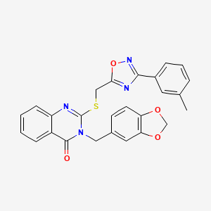 3-(benzo[d][1,3]dioxol-5-ylmethyl)-2-(((3-(m-tolyl)-1,2,4-oxadiazol-5-yl)methyl)thio)quinazolin-4(3H)-one
