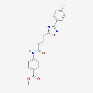 molecular formula C20H18ClN3O4 B277405 Methyl 4-({4-[3-(4-chlorophenyl)-1,2,4-oxadiazol-5-yl]butanoyl}amino)benzoate 