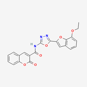 molecular formula C22H15N3O6 B2774066 N-(5-(7-ethoxybenzofuran-2-yl)-1,3,4-oxadiazol-2-yl)-2-oxo-2H-chromene-3-carboxamide CAS No. 922098-07-5