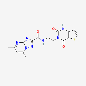 molecular formula C16H15N7O3S B2774071 N-(2-(2,4-dioxo-1,2-dihydrothieno[3,2-d]pyrimidin-3(4H)-yl)ethyl)-5,7-dimethyl-[1,2,4]triazolo[1,5-a]pyrimidine-2-carboxamide CAS No. 2034374-08-6