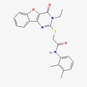 molecular formula C22H21N3O3S B2774081 N-(2,3-dimethylphenyl)-2-({5-ethyl-6-oxo-8-oxa-3,5-diazatricyclo[7.4.0.0^{2,7}]trideca-1(9),2(7),3,10,12-pentaen-4-yl}sulfanyl)acetamide CAS No. 899742-27-9