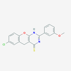 molecular formula C18H13ClN2O2S B2774100 7-chloro-2-(3-methoxyphenyl)-3H,4H,5H-chromeno[2,3-d]pyrimidine-4-thione CAS No. 872206-69-4