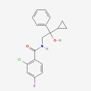 molecular formula C18H17ClFNO2 B2774103 2-chloro-N-(2-cyclopropyl-2-hydroxy-2-phenylethyl)-4-fluorobenzamide CAS No. 1421529-44-3