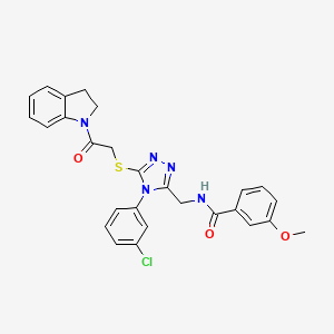 molecular formula C27H24ClN5O3S B2774144 N-((4-(3-chlorophenyl)-5-((2-(indolin-1-yl)-2-oxoethyl)thio)-4H-1,2,4-triazol-3-yl)methyl)-3-methoxybenzamide CAS No. 391918-49-3