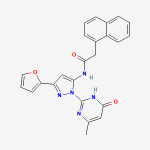 molecular formula C24H19N5O3 B2774149 N-(3-(Furan-2-yl)-1-(4-methyl-6-oxo-1,6-dihydropyrimidin-2-yl)-1H-pyrazol-5-yl)-2-(naphthalen-1-yl)acetamide CAS No. 1207015-61-9