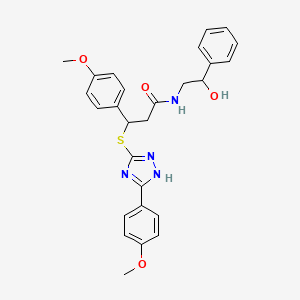 molecular formula C27H28N4O4S B2774181 N-(2-hydroxy-2-phenylethyl)-3-(4-methoxyphenyl)-3-{[5-(4-methoxyphenyl)-4H-1,2,4-triazol-3-yl]sulfanyl}propanamide CAS No. 690249-92-4