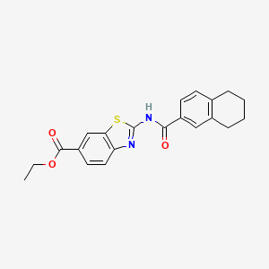 molecular formula C21H20N2O3S B2774185 ethyl 2-(5,6,7,8-tetrahydronaphthalene-2-amido)-1,3-benzothiazole-6-carboxylate CAS No. 888409-38-9