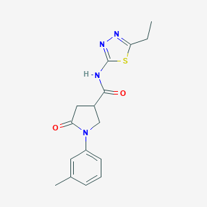 molecular formula C16H18N4O2S B277426 N-(5-ethyl-1,3,4-thiadiazol-2-yl)-1-(3-methylphenyl)-5-oxopyrrolidine-3-carboxamide 