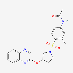 molecular formula C21H22N4O4S B2774264 N-(3-methyl-4-{[3-(quinoxalin-2-yloxy)pyrrolidin-1-yl]sulfonyl}phenyl)acetamide CAS No. 2097916-91-9