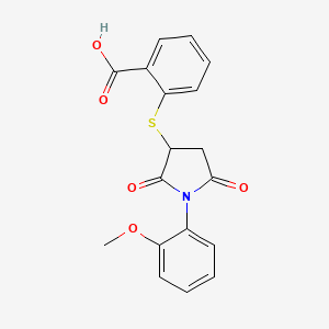 B2774283 2-{[1-(2-Methoxyphenyl)-2,5-dioxopyrrolidin-3-yl]sulfanyl}benzoic acid CAS No. 301683-27-2