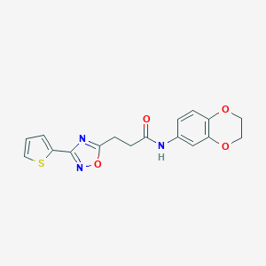 molecular formula C17H15N3O4S B277430 N-(2,3-dihydro-1,4-benzodioxin-6-yl)-3-[3-(2-thienyl)-1,2,4-oxadiazol-5-yl]propanamide 