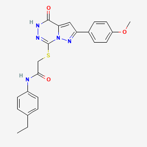 molecular formula C22H21N5O3S B2774319 N-(4-ethylphenyl)-2-((8-(4-methoxyphenyl)-(oxo)dihydropyrazolo[1,5-d][1,2,4]triazin-2-yl)thio)acetamide CAS No. 946330-37-6