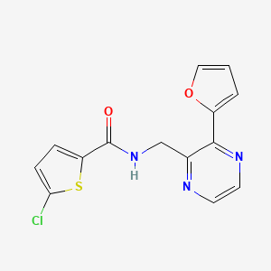molecular formula C14H10ClN3O2S B2774322 5-chloro-N-((3-(furan-2-yl)pyrazin-2-yl)methyl)thiophene-2-carboxamide CAS No. 2034392-66-8