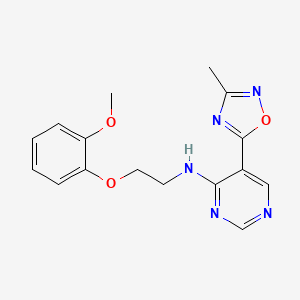 molecular formula C16H17N5O3 B2774328 N-(2-(2-methoxyphenoxy)ethyl)-5-(3-methyl-1,2,4-oxadiazol-5-yl)pyrimidin-4-amine CAS No. 2034339-95-0