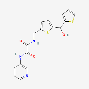 molecular formula C17H15N3O3S2 B2774363 N1-((5-(hydroxy(thiophen-2-yl)methyl)thiophen-2-yl)methyl)-N2-(pyridin-3-yl)oxalamide CAS No. 1421457-06-8