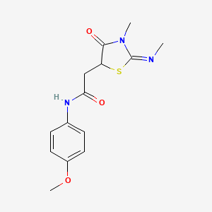 molecular formula C14H17N3O3S B2774368 N-(4-methoxyphenyl)-2-[(2E)-3-methyl-2-(methylimino)-4-oxo-1,3-thiazolidin-5-yl]acetamide CAS No. 325697-74-3