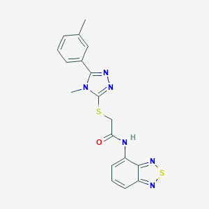 molecular formula C18H16N6OS2 B277437 N-(2,1,3-benzothiadiazol-4-yl)-2-{[4-methyl-5-(3-methylphenyl)-4H-1,2,4-triazol-3-yl]sulfanyl}acetamide 