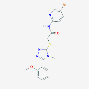 molecular formula C17H16BrN5O2S B277438 N-(5-bromo-2-pyridinyl)-2-{[5-(2-methoxyphenyl)-4-methyl-4H-1,2,4-triazol-3-yl]sulfanyl}acetamide 