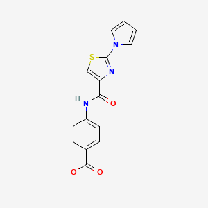 molecular formula C16H13N3O3S B2774398 methyl 4-(2-(1H-pyrrol-1-yl)thiazole-4-carboxamido)benzoate CAS No. 1206995-45-0