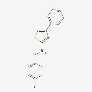 molecular formula C16H13FN2S B2774450 N-[(4-fluorophenyl)methyl]-4-phenyl-1,3-thiazol-2-amine CAS No. 724414-30-6