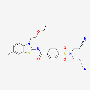 molecular formula C25H27N5O4S2 B2774460 (Z)-4-(N,N-bis(2-cyanoethyl)sulfamoyl)-N-(3-(2-ethoxyethyl)-6-methylbenzo[d]thiazol-2(3H)-ylidene)benzamide CAS No. 865162-08-9