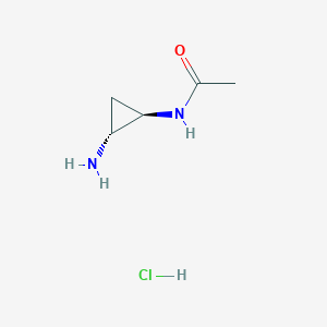 molecular formula C5H11ClN2O B2774468 rac-N-[(1R,2R)-2-aminocyclopropyl]acetamide hydrochloride CAS No. 1969287-58-8