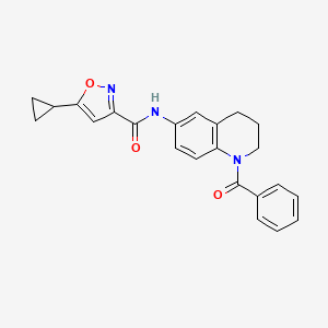 molecular formula C23H21N3O3 B2774476 N-(1-benzoyl-1,2,3,4-tetrahydroquinolin-6-yl)-5-cyclopropyl-1,2-oxazole-3-carboxamide CAS No. 1396712-38-1