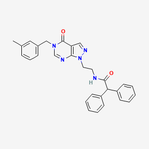molecular formula C29H27N5O2 B2774487 N-(2-(5-(3-methylbenzyl)-4-oxo-4,5-dihydro-1H-pyrazolo[3,4-d]pyrimidin-1-yl)ethyl)-2,2-diphenylacetamide CAS No. 921897-67-8