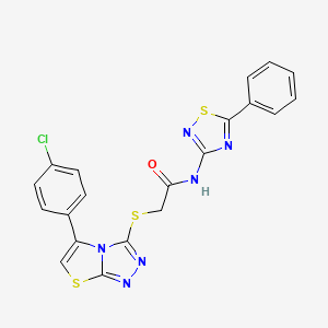 2-((5-(4-chlorophenyl)thiazolo[2,3-c][1,2,4]triazol-3-yl)thio)-N-(5-phenyl-1,2,4-thiadiazol-3-yl)acetamide