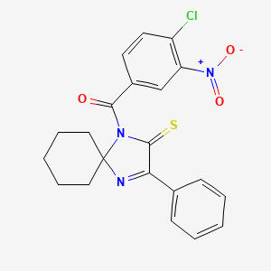 molecular formula C21H18ClN3O3S B2774524 1-(4-Chloro-3-nitrobenzoyl)-3-phenyl-1,4-diazaspiro[4.5]dec-3-ene-2-thione CAS No. 899782-23-1