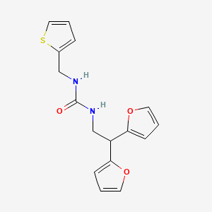 molecular formula C16H16N2O3S B2774556 1-(2,2-Di(furan-2-yl)ethyl)-3-(thiophen-2-ylmethyl)urea CAS No. 2194905-39-8