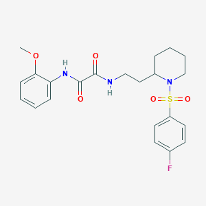 molecular formula C22H26FN3O5S B2774568 N-{2-[1-(4-fluorobenzenesulfonyl)piperidin-2-yl]ethyl}-N'-(2-methoxyphenyl)ethanediamide CAS No. 898348-14-6