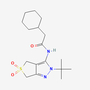 molecular formula C17H27N3O3S B2774579 N-{2-tert-butyl-5,5-dioxo-2H,4H,6H-5lambda6-thieno[3,4-c]pyrazol-3-yl}-2-cyclohexylacetamide CAS No. 449783-54-4