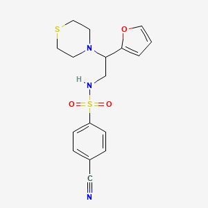 molecular formula C17H19N3O3S2 B2774604 4-cyano-N-(2-(furan-2-yl)-2-thiomorpholinoethyl)benzenesulfonamide CAS No. 2034567-17-2