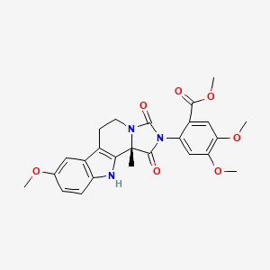 molecular formula C25H25N3O7 B2774609 methyl 4,5-dimethoxy-2-[(2S)-12-methoxy-2-methyl-3,5-dioxo-4,6,16-triazatetracyclo[7.7.0.02,6.010,15]hexadeca-1(9),10(15),11,13-tetraen-4-yl]benzoate CAS No. 956798-67-7