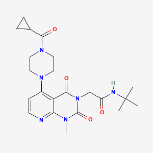 molecular formula C22H30N6O4 B2774615 N-tert-butyl-2-[5-(4-cyclopropanecarbonylpiperazin-1-yl)-1-methyl-2,4-dioxo-1H,2H,3H,4H-pyrido[2,3-d]pyrimidin-3-yl]acetamide CAS No. 1021095-28-2