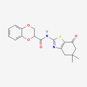 molecular formula C18H18N2O4S B2774622 N-(5,5-dimethyl-7-oxo-4,5,6,7-tetrahydro-1,3-benzothiazol-2-yl)-2,3-dihydro-1,4-benzodioxine-2-carboxamide CAS No. 681167-13-5