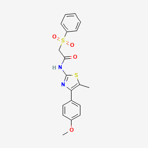 molecular formula C19H18N2O4S2 B2774660 2-(benzenesulfonyl)-N-[4-(4-methoxyphenyl)-5-methyl-1,3-thiazol-2-yl]acetamide CAS No. 895461-42-4