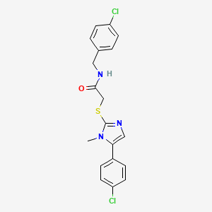 molecular formula C19H17Cl2N3OS B2774683 N-(4-chlorobenzyl)-2-((5-(4-chlorophenyl)-1-methyl-1H-imidazol-2-yl)thio)acetamide CAS No. 921865-92-1
