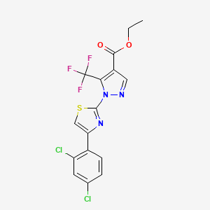 molecular formula C16H10Cl2F3N3O2S B2774688 ethyl 1-[4-(2,4-dichlorophenyl)-1,3-thiazol-2-yl]-5-(trifluoromethyl)-1H-pyrazole-4-carboxylate CAS No. 955964-59-7