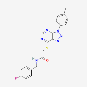 molecular formula C20H17FN6OS B2774720 N-[(4-fluorophenyl)methyl]-2-{[3-(4-methylphenyl)-3H-[1,2,3]triazolo[4,5-d]pyrimidin-7-yl]sulfanyl}acetamide CAS No. 863459-62-5