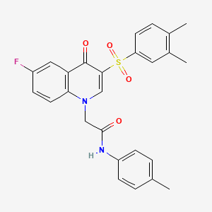 molecular formula C26H23FN2O4S B2774748 2-[3-(3,4-dimethylbenzenesulfonyl)-6-fluoro-4-oxo-1,4-dihydroquinolin-1-yl]-N-(4-methylphenyl)acetamide CAS No. 866897-59-8