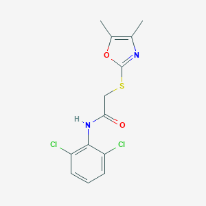 molecular formula C13H12Cl2N2O2S B277477 N-(2,6-dichlorophenyl)-2-[(4,5-dimethyl-1,3-oxazol-2-yl)sulfanyl]acetamide 