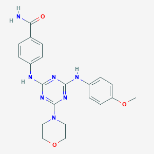 4-((4-((4-Methoxyphenyl)amino)-6-morpholino-1,3,5-triazin-2-yl)amino)benzamide