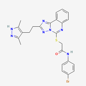 molecular formula C24H22BrN7OS B2774793 N-(4-bromophenyl)-2-({2-[2-(3,5-dimethyl-1H-pyrazol-4-yl)ethyl]-[1,2,4]triazolo[1,5-c]quinazolin-5-yl}sulfanyl)acetamide CAS No. 896700-11-1