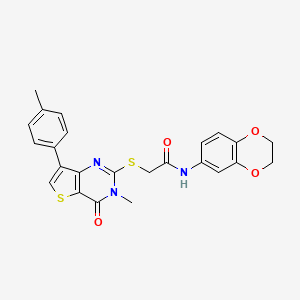 B2774808 N-(2,3-dihydro-1,4-benzodioxin-6-yl)-2-{[3-methyl-7-(4-methylphenyl)-4-oxo-3,4-dihydrothieno[3,2-d]pyrimidin-2-yl]thio}acetamide CAS No. 1111292-29-5