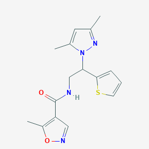 molecular formula C16H18N4O2S B2774838 N-(2-(3,5-dimethyl-1H-pyrazol-1-yl)-2-(thiophen-2-yl)ethyl)-5-methylisoxazole-4-carboxamide CAS No. 2034268-98-7